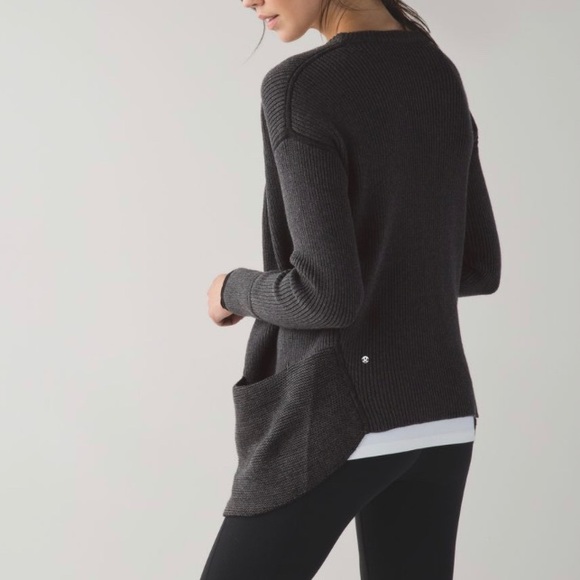 Lululemon Vestigan Heathered Black Size 4 Cashmere Blend Cardigan Sweater Yoga - Picture 6 of 15